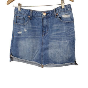 1822 Denim Distressed Medium Wash Jean 100% Cotton Mini Skirt Women's Size 10
